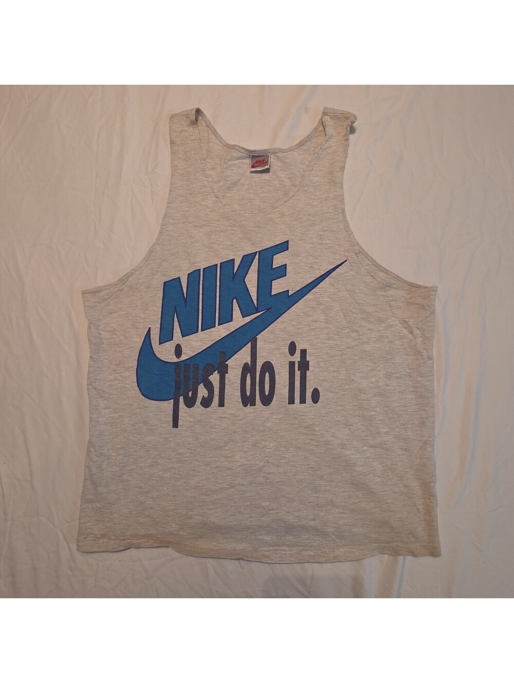 Vintage 90s Nike Just Do It Tank Top Men’s L Made in USA Gray Big Swoosh